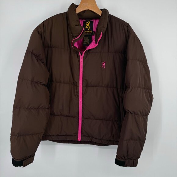 Brown Browning Womens Puffer Jacket goose down  Size Medium pockets - Picture 4 of 10